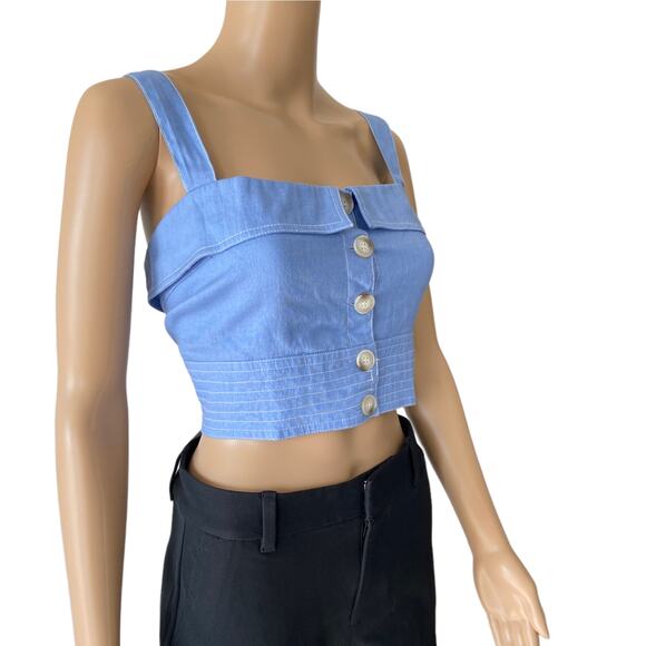 SUBOO Blue Crop Top Size 10 - Picture 3 of 6